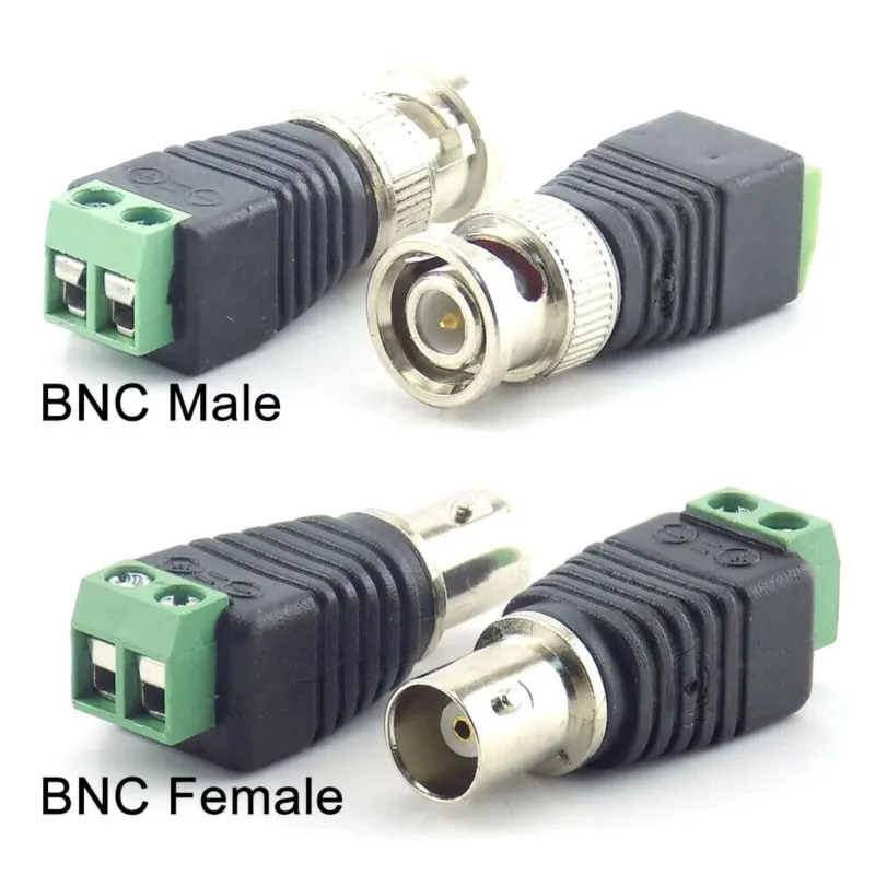 2/5/10pcs 12V DC BNC Male Female Connector Coax CAT5 Video Balun Adapter Plug For Led Strip Lights CCTV Camera Accessories B5