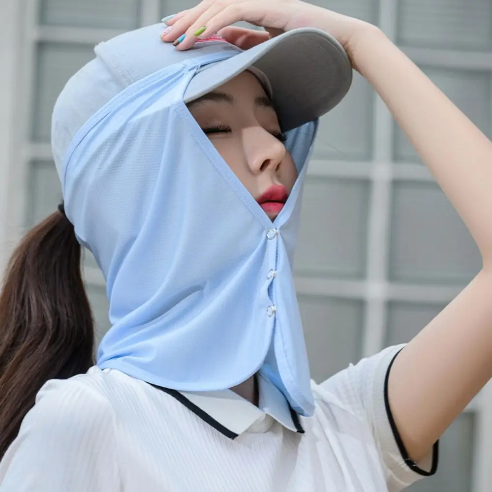 신축성 있는 단색 아이스 실크 자외선 차단 마스크 빠른 건조 숄 사이클링 스카프 목 보호대 얼굴 가리개 스포츠용