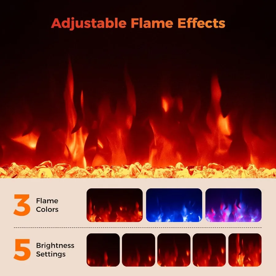مدفأة كهربائية مقاس 18 بوصة مع جهاز تحكم عن بعد لغرفة المعيشة أو غرفة النوم بسعة تسخين 5000 وحدة حرارية بريطانية من حجر الكريستال Des