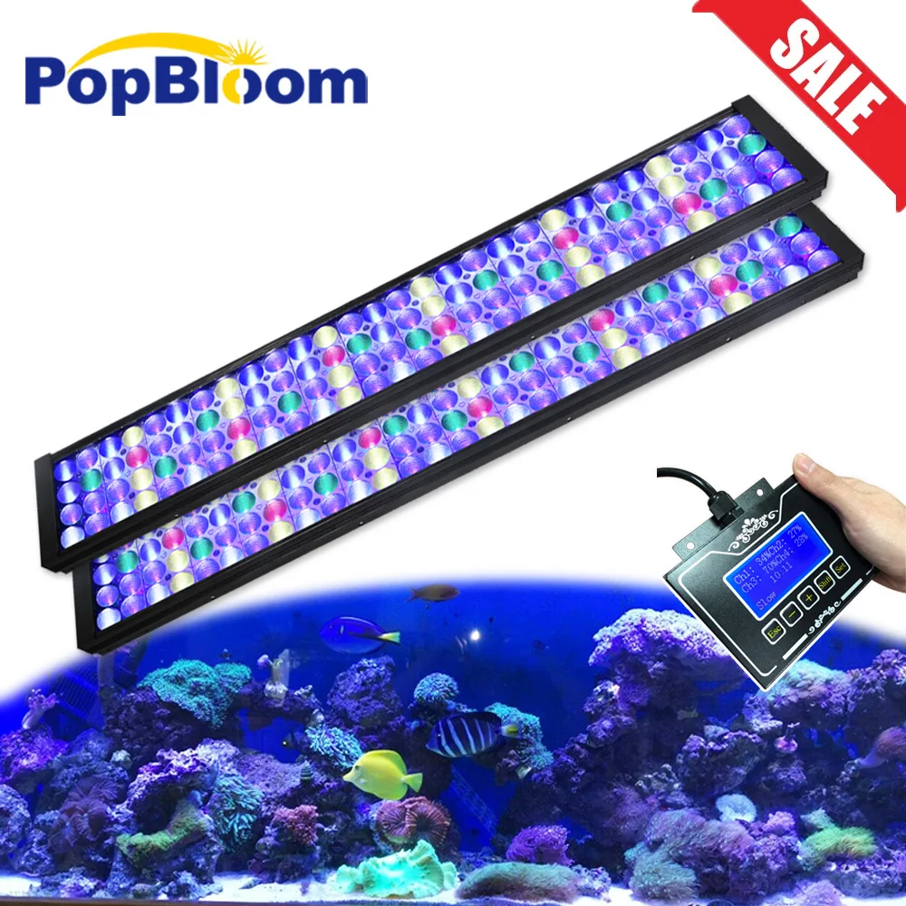 

PopBloom 2PCS Aquarium Led Lighting,Full Spectrum Marine Led Aquarium Lamp For 150-200cm Saltwater Reef Aquarium Fish Tank Light