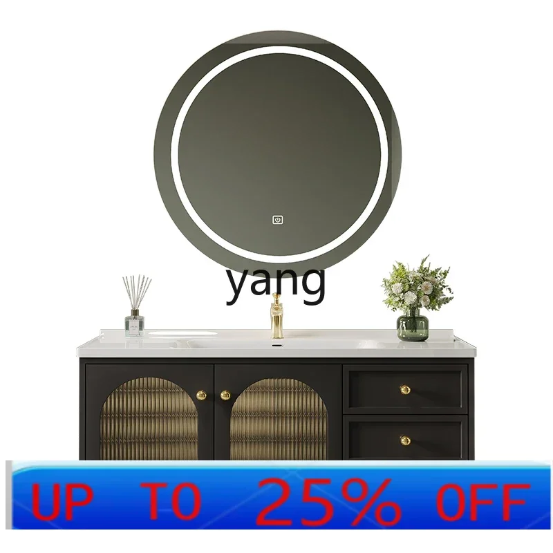 

LMM французский ретро шкаф для ванной комнаты, комбинированная каменная плита, бесшовная раковина, унитаз, керамический встроенный умывальник, дубовый шкаф для умывальника