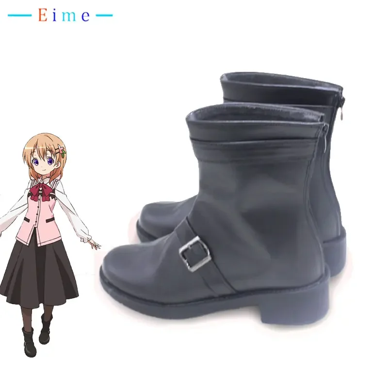 Anime è l'ordine un coniglio Hoto Kokoa Scarpe Cosplay Scarpe in pelle PU Cosplay Prop Stivale di Halloween Realizzato su misura