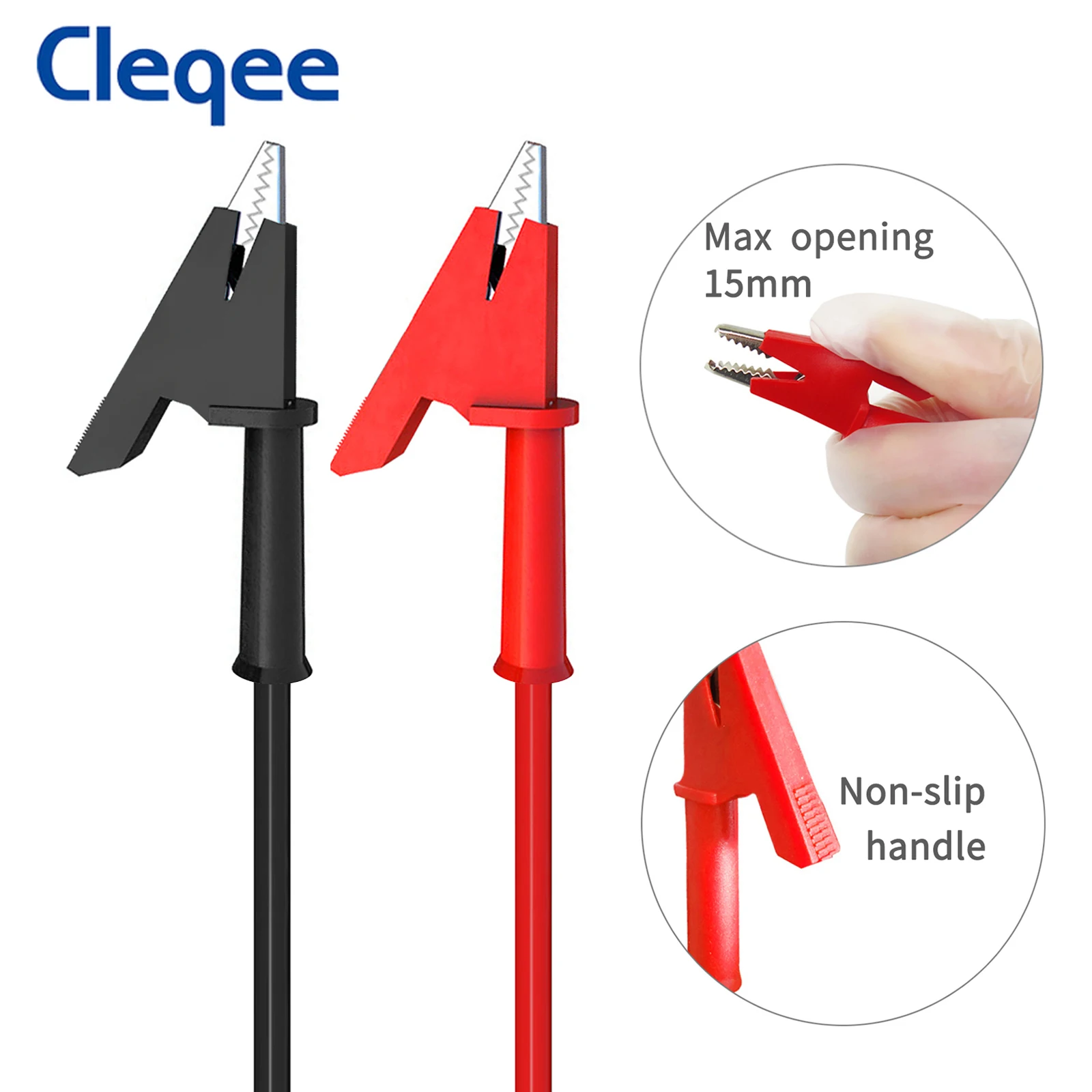 Cleqee-クロコダイルクランプ用のバナナプラグのセット,4mm,1037,ワニ口コネクタ付きキット,ケーブル長1m,1000v/15a,2個/5個