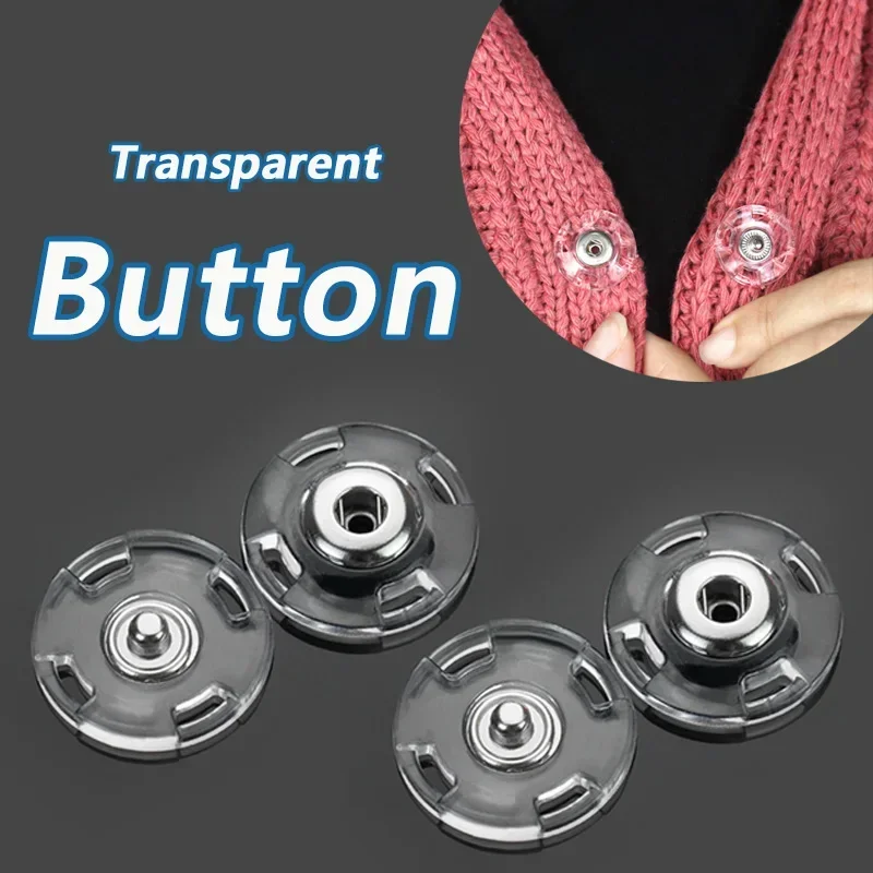 10/30 Pairs Transparent Round Snap Button Invisible Acrylic Concealed Coat Button Sweater Baby DIY Clothes Sewing Accessories