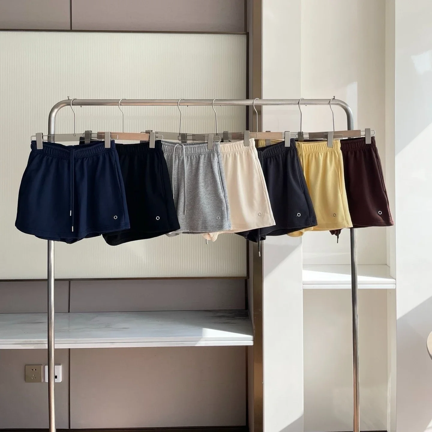 Women's Summer Fashion Casual Drawstring Shorts Elastic Waist Sports Pants Solid Color Cotton Hot Shorts for Fitness
