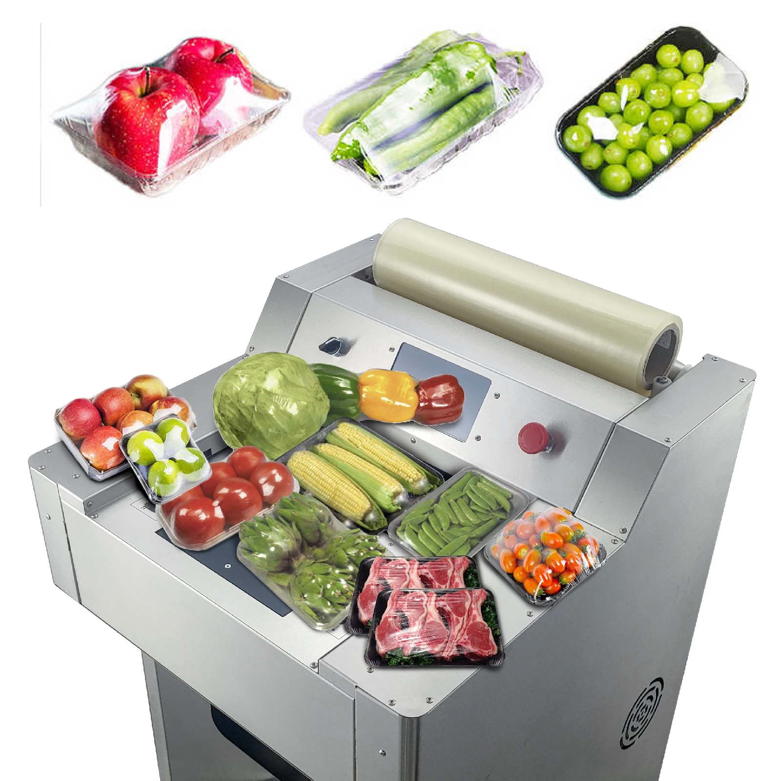 Cling Film Wrapping Packaging Machine PVC Cling Film Vegetable Food Wrapper Machine in Supermarket Fresh Food Market Retail Shop