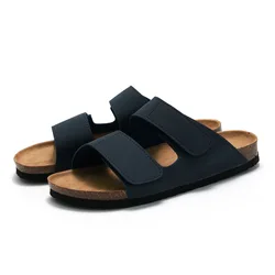 Men's Shoes Summer Men's Cork Slippers Double Belt Men's Beach Slippers Frosted Leather