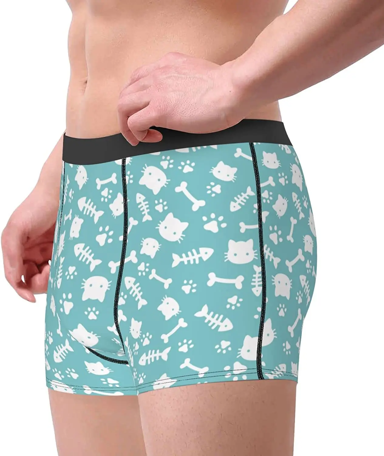 Men's Boxer Briefs Cat Paw Footprints Underwear Trunks Soft Stretch Sport Boxer Briefs Fitness for Men Boys