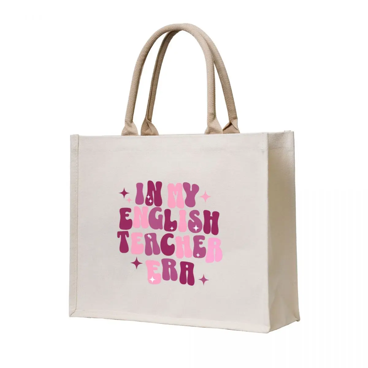 

English Teacher In My English Teacher Era Funny Teacher Retro Groovy Pink Tote Bag bag for beach Women's shopper bag eco pack