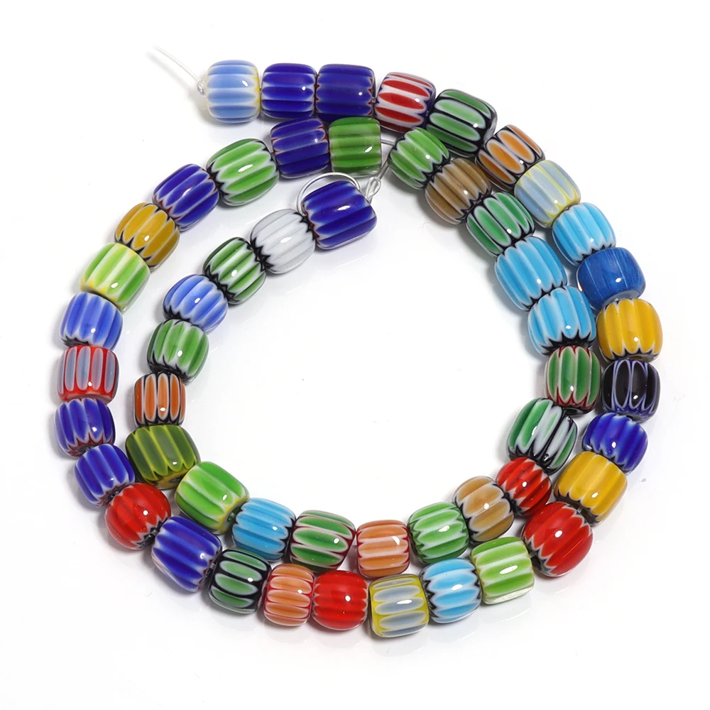 Louleur 1 Strang Kürbis gestreifte Perlen bunte Lampwork Perlen Glasperlen für Schmuck machen DIY Halskette Armbänder Zubehör – Detail 7