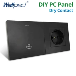 Free Combination 1 2 3 4 Gang Zigbee Switch Wallpad Wall Light Push Button DC12V Dry Contact RS485 Black PC Panel
