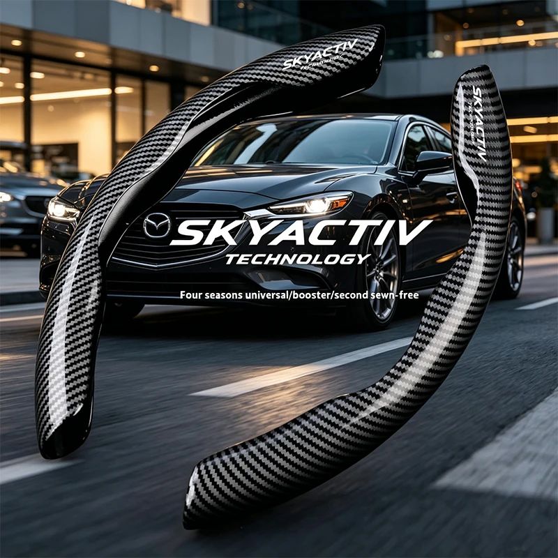 For Mazda 2 3 6 Skyactiv CX-4 CX-5 CX-8 CX-9 CX-30 MX-5 BT-50 Demio Biante Atenza Car Carbon Fiber Texture Steering Wheel Cover