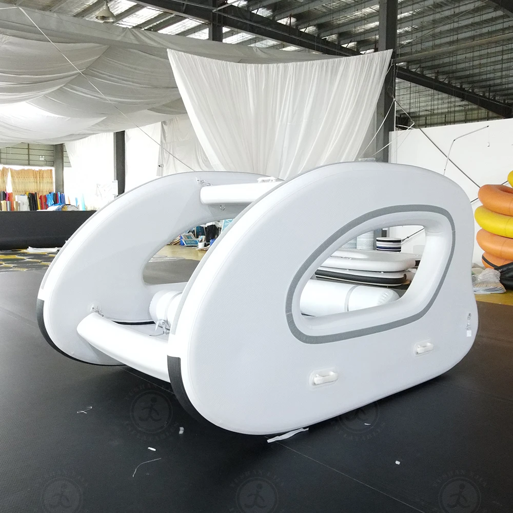 Inflatable House Yacht Catamaran Boat with Motor Drop Stitch Water Rafting Fishing Sport Yacht