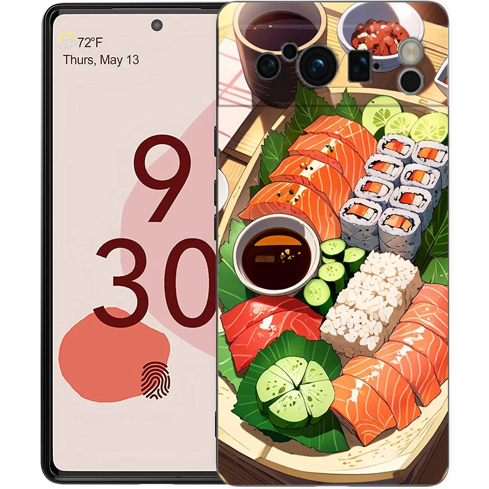 Per Google Pixel 10 Pro Custodia per telefono Pixel 9 Pro XL Custodia in TPU Pixel 8 Pro 9A 8A 7A 7 6A 6 Pro Cover morbida Simpatico cartone animato Sushi