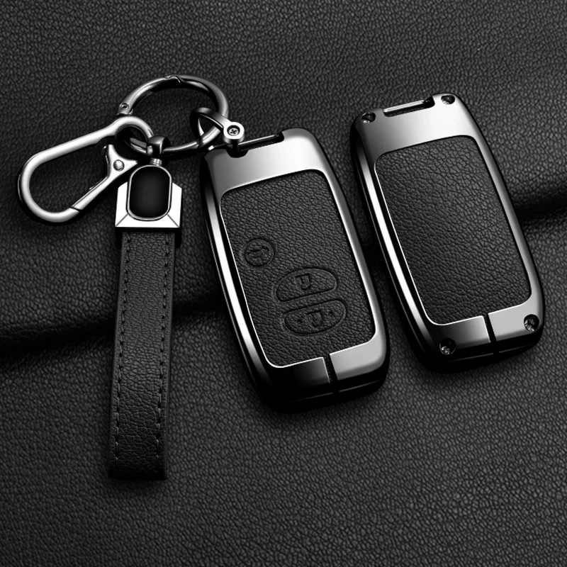 Auto-Schlüsselhülle aus Zinklegierung und Leder mit Kette für Toyota Prius 30 Alpha Aqua Land Cruiser Auris für Lexus LC 200 Schlüsseltasche – Detail 5