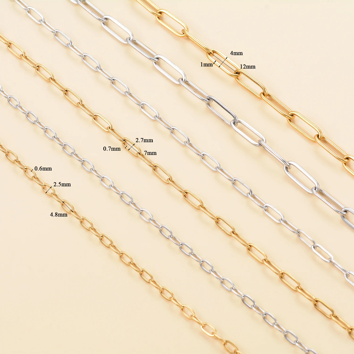 Punk Paperclip Armband aus Edelstahl, verstellbarer rechteckiger Kettenarmreif, minimalistischer Schmuck – Detail 1
