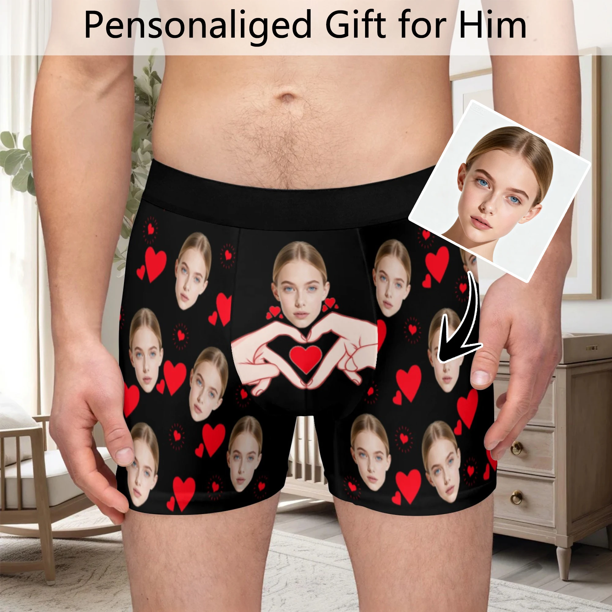 

Personalized Face Photo Underwear Custom Boxer Briefs Custom Men Valentine's Day Gift For Husband Anniversary Gift for Dad