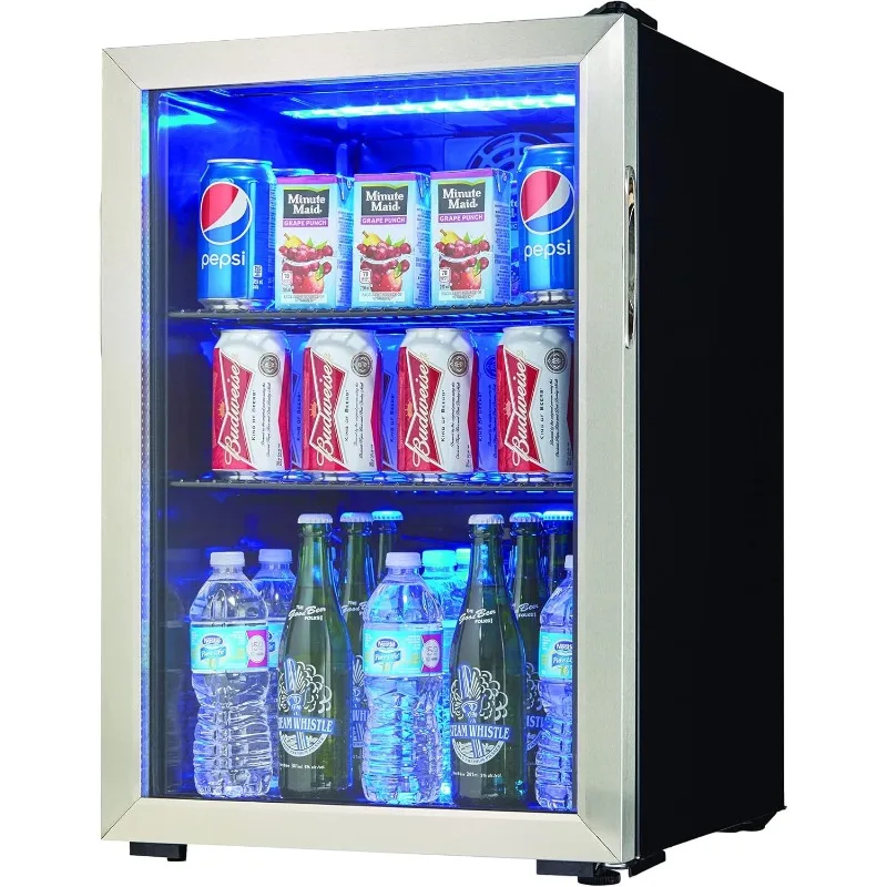 95 Can Beverage Center 2.6 Cubic Feet Refrigerator for Basement Living Room Beverage Cooler Perfect for Soda Water Black