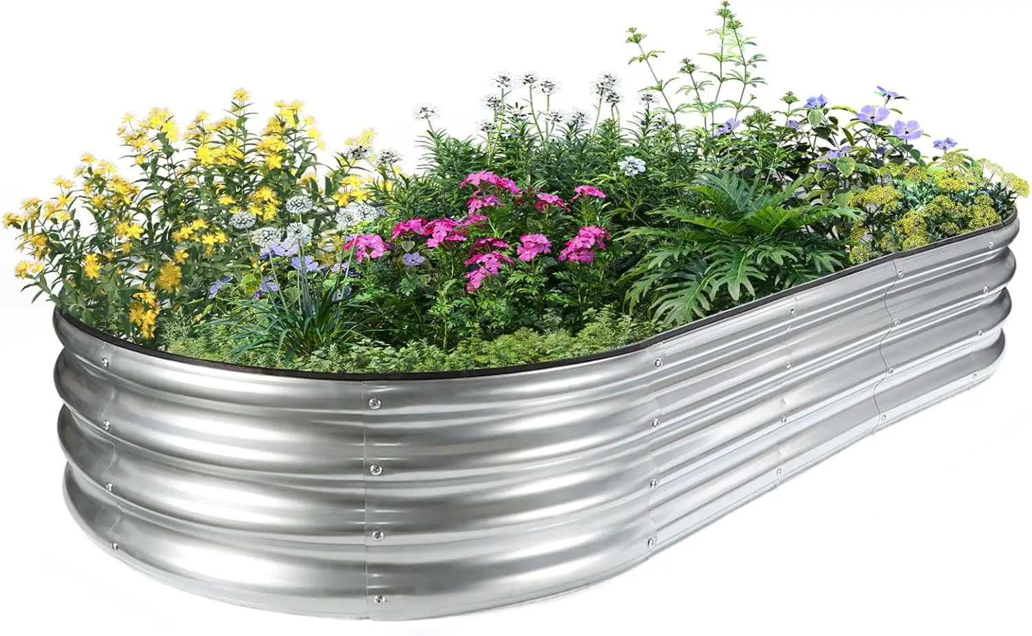 

6x3x1ft Oval Galvanized Raised Garden Bed Kit for Vegetables, Fruits, Flowers, Herbs - Outdoor Metal Planter Box