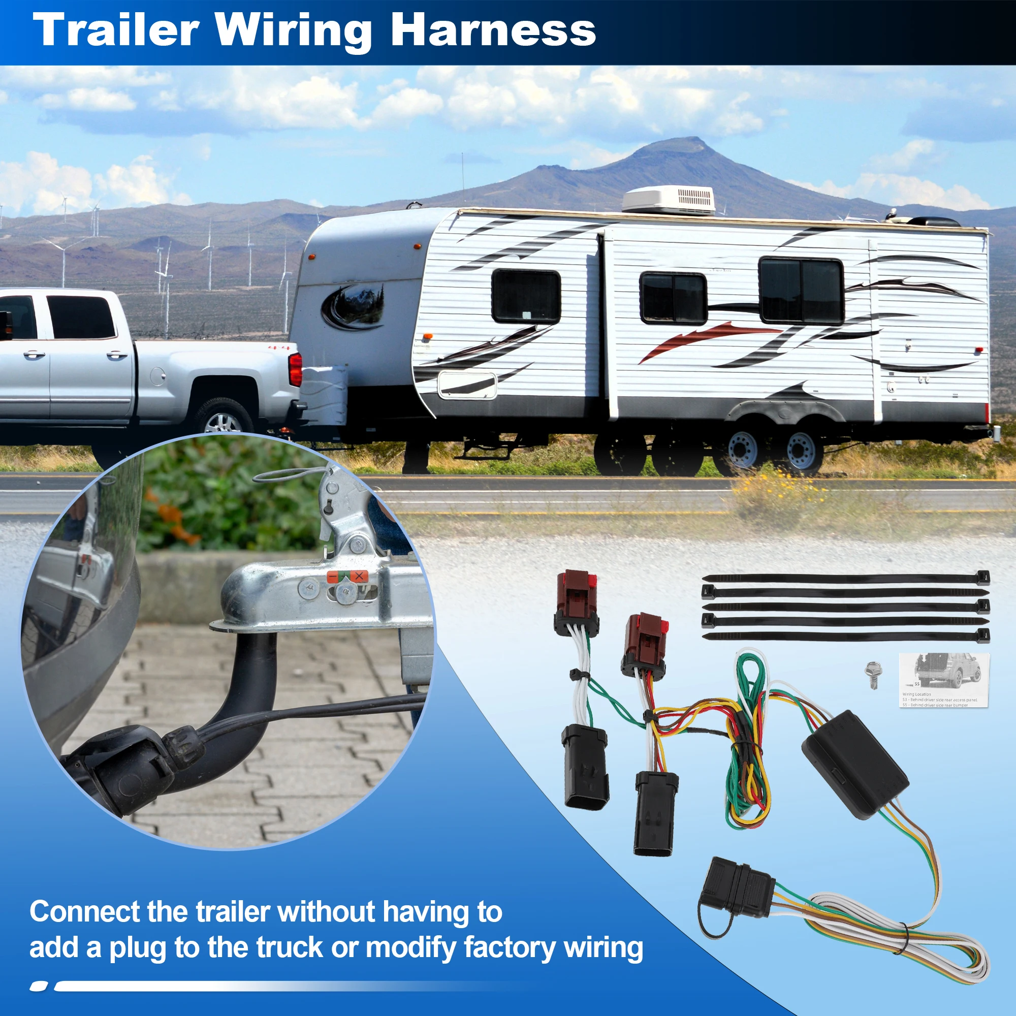 UXCELL 4 Pin Trailer Wiring Harness for Jeep Liberty 2002-2007