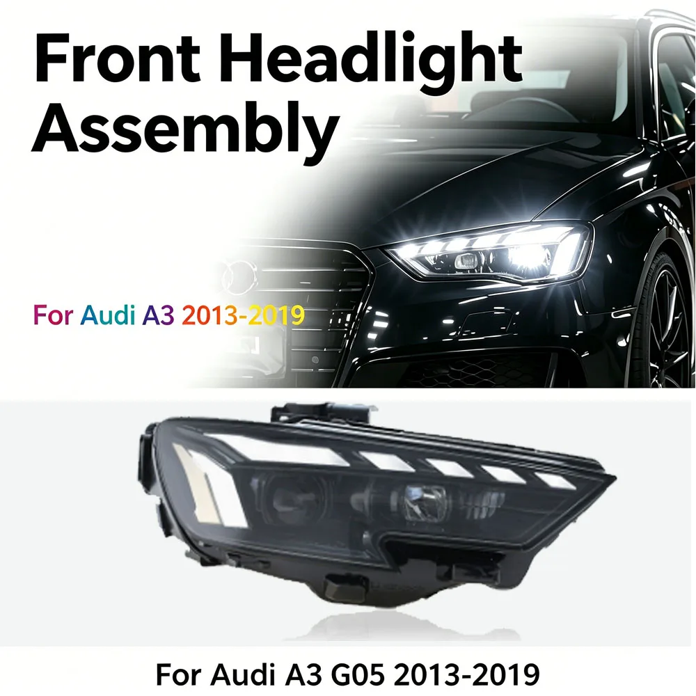 Front Headlight Assembly Plug Play for Audi A3 2013-2019 Dynamic Steering Daytime Running Light Lens Auto Accessories Tuning