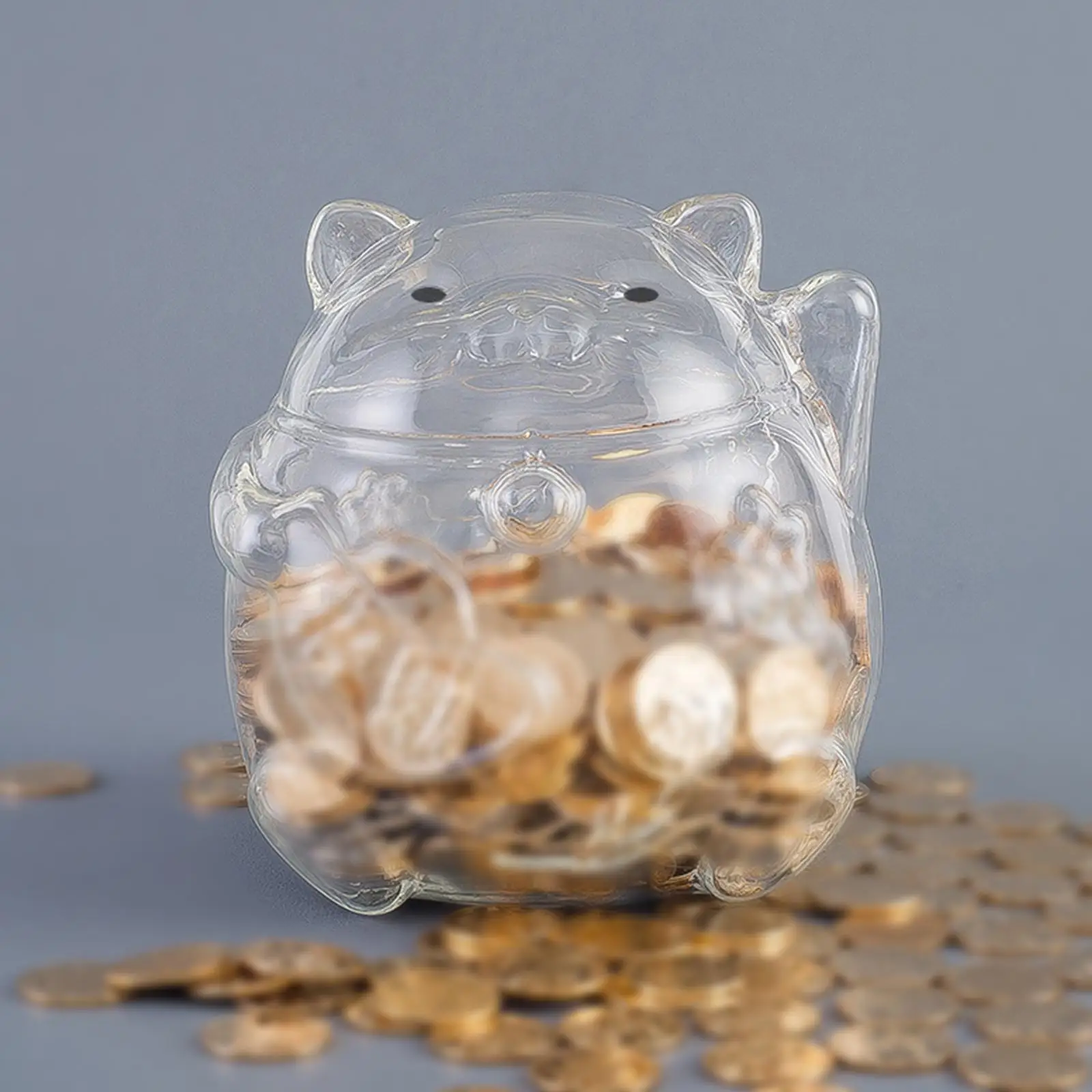 Cat Shaped Money Bank Clear Glass 11x12cm for Children Birthday Gift Stylish