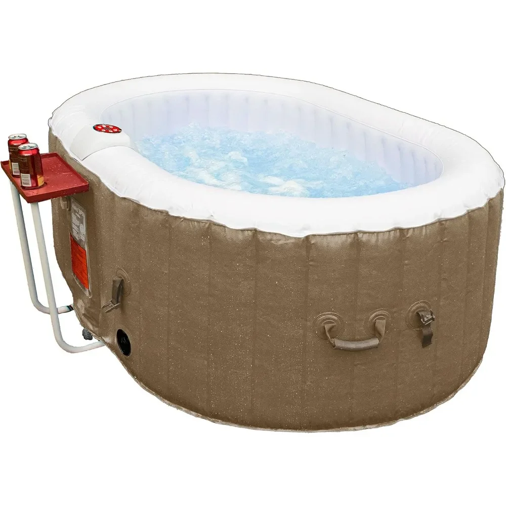 Indoor Inflatable Hot Tub Spa | Personal High Powered Jetted Bubble | 145 Gallon Postmodern Hot Water Bathtub