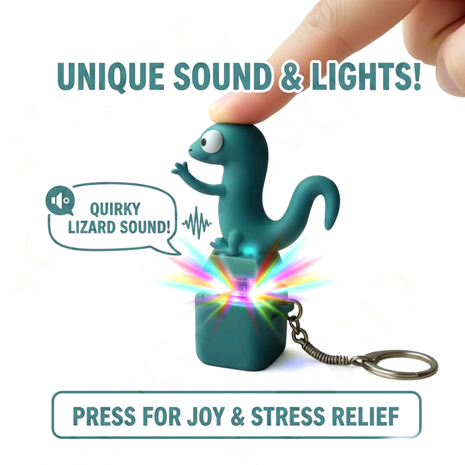

Funny Stress Relief Keychain with Colorful Lights Lizards Keychain Sound Fidget Toy Fun Lizards Sound Button Toy for Kids Adults