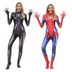 Spiderwoman Cosplay Sexy See through body Spandex body supereroe Zentai Costume Halloween Carnival Party Fancy Jumpsuit