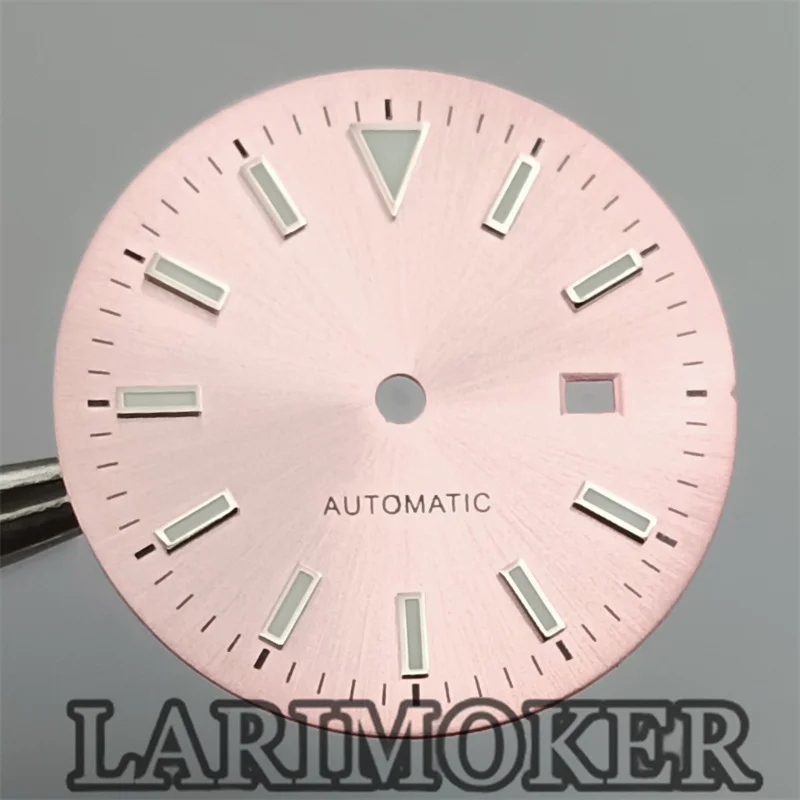 قرص ساعة LARIMOKER بشريط أخضر مضيء ، h05 ، حركة NH06 ، رقم روماني ، بدون انفجار شمس مضيء ، مؤشر nay