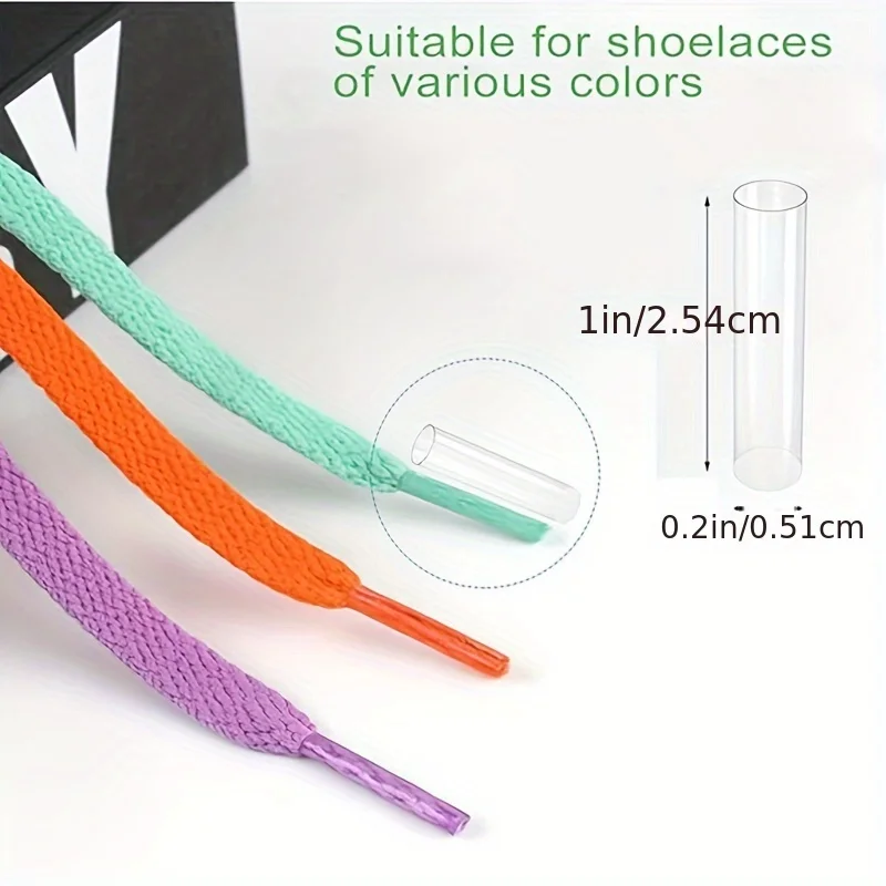 20pcs Transparent Heat Shrink Tube Heat Shrink Tube Rope End Protection Heat Shoelace Tip Adjustable Ring Protective Sleeve