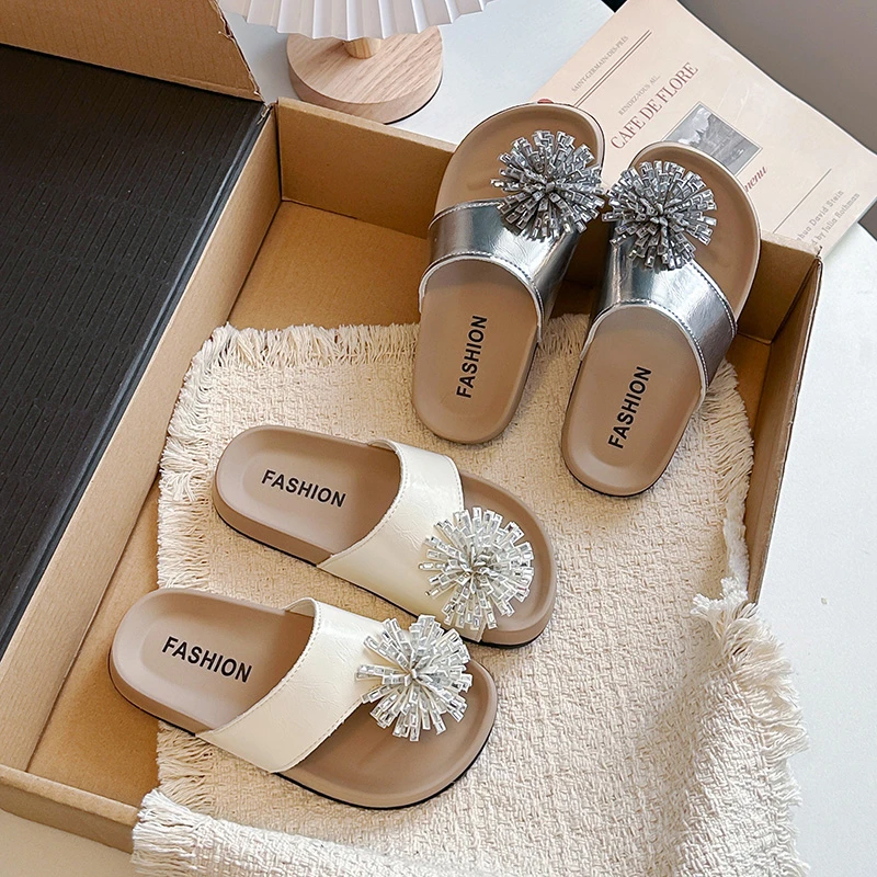 Kids Slippers Outdoors Korean Style Children Princess Shoes Soft Bottom Non-slip 2026 Summer New Girls Casual Shoes Sweet Chic