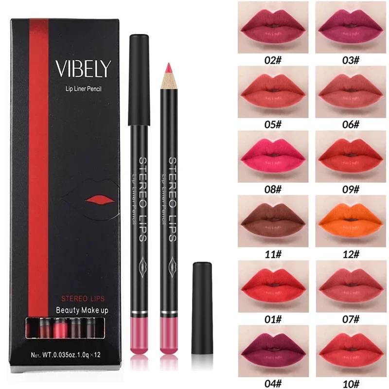 12 Colors/set  Lipliner Pencil Lip Makeup Lipstick Pencils Waterproof Lipliner Lady  Lip Liner Cosmetics Maquiagem