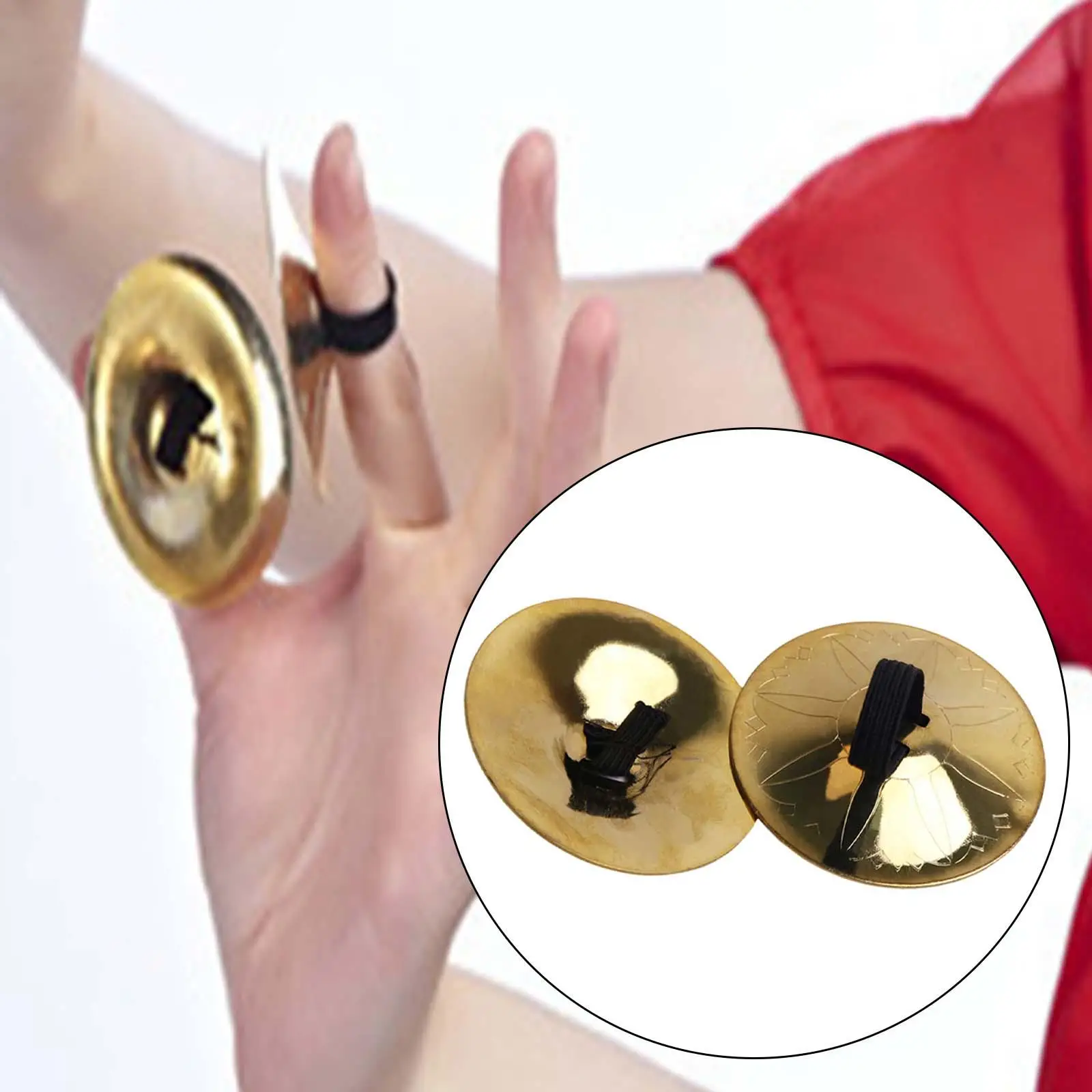 2Pcs Finger Cymbals for Belly Dance Dancing Accessory with Finger Loop 53mm Hand Cymbal Musical Instrument for Dancer Parties