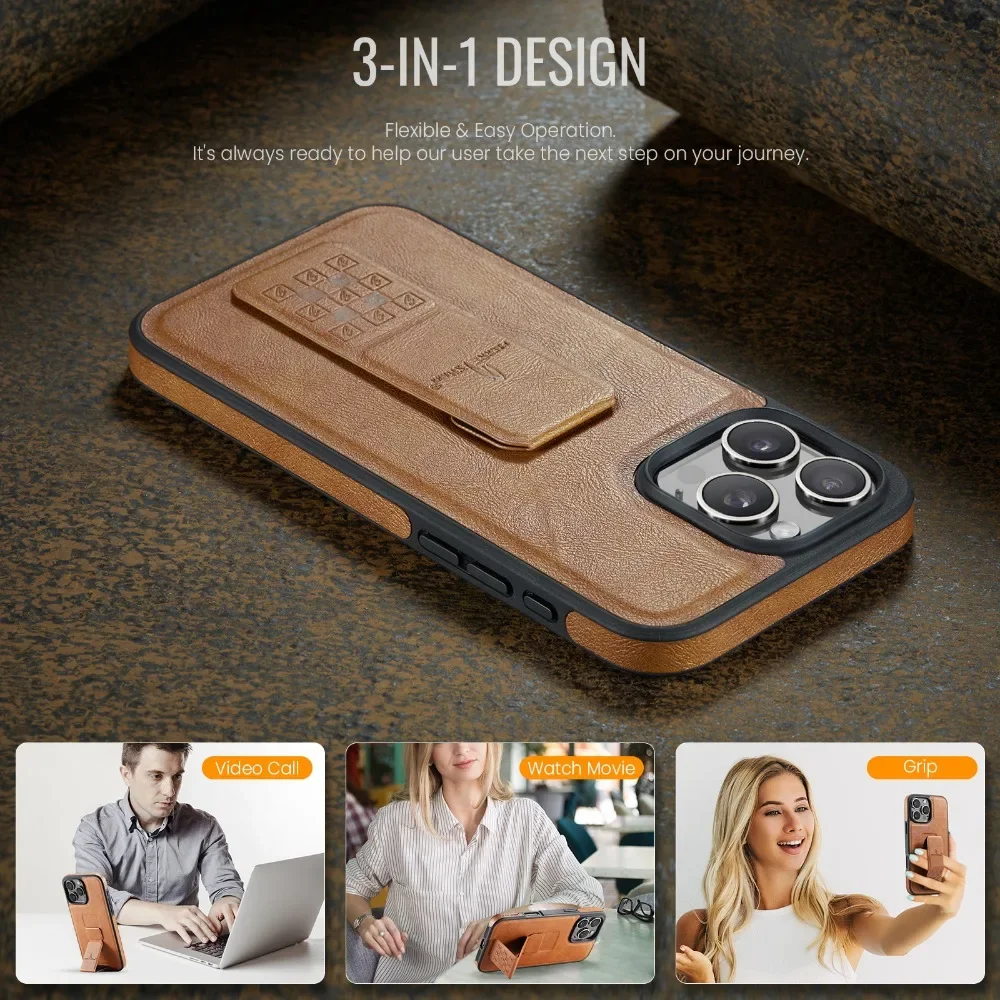 Magnetic Wrist Strap Holder for IPhone 16 Pro 15 14 Plus 13 12 Pro Max Wristband PU Leather Protective Cover
