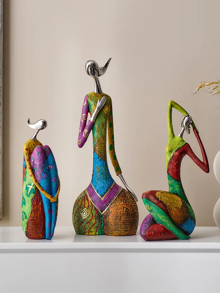 Abstract Small Sculpture Painted Handicraft Decoration Room Bookcase High-end Character Decor