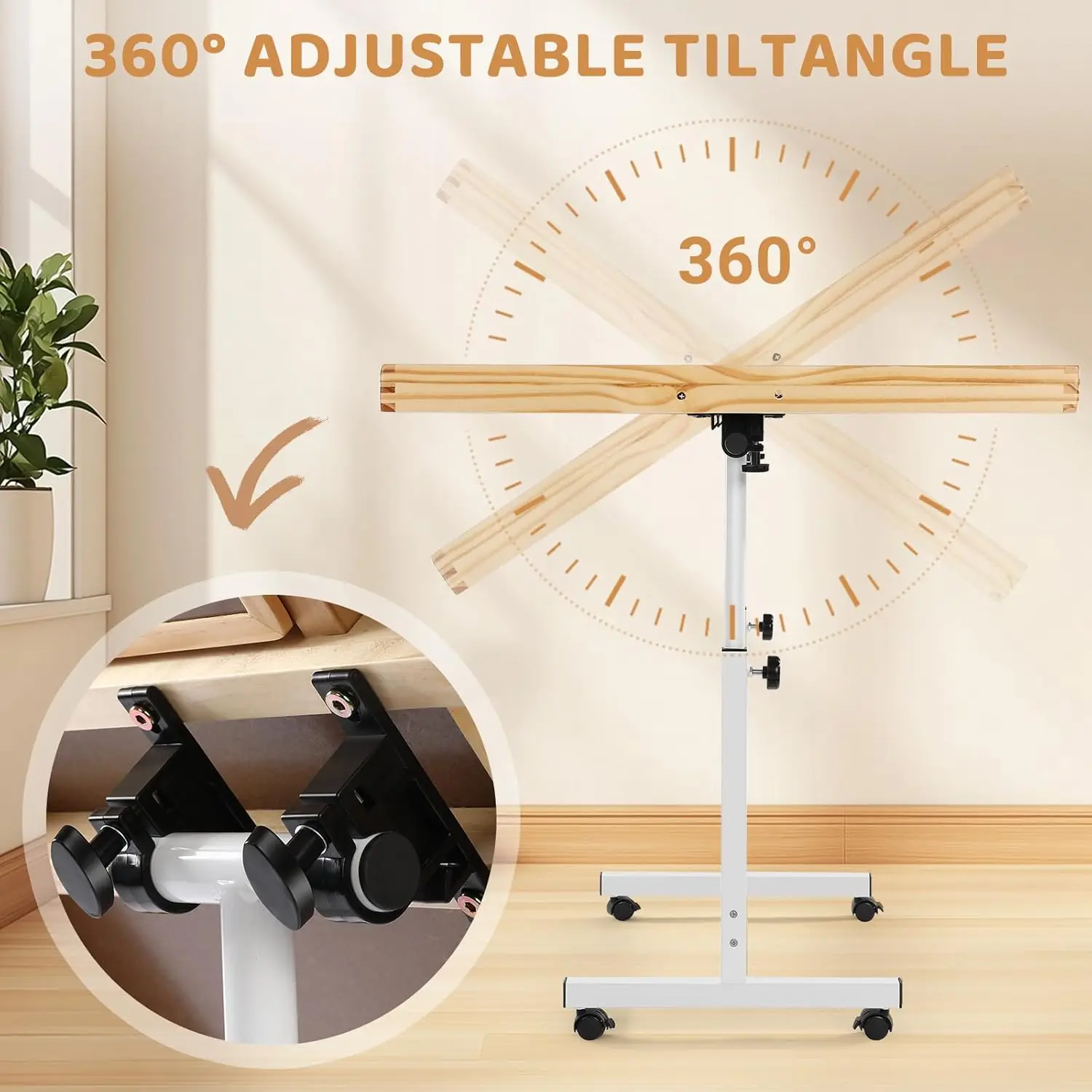 Adjustable Wooden Jigsaw Puzzle Table with Wheels, Puzzle Tables Fits 1500 Piece Puzzles,Wooden Puzzle Board for Adults