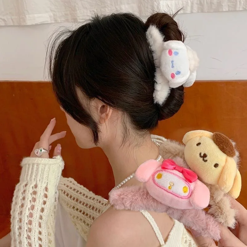 

New Fluffy Hair Clip Women Large Cartoon Sanrio Shark Clip Cute Back Hair Accessories