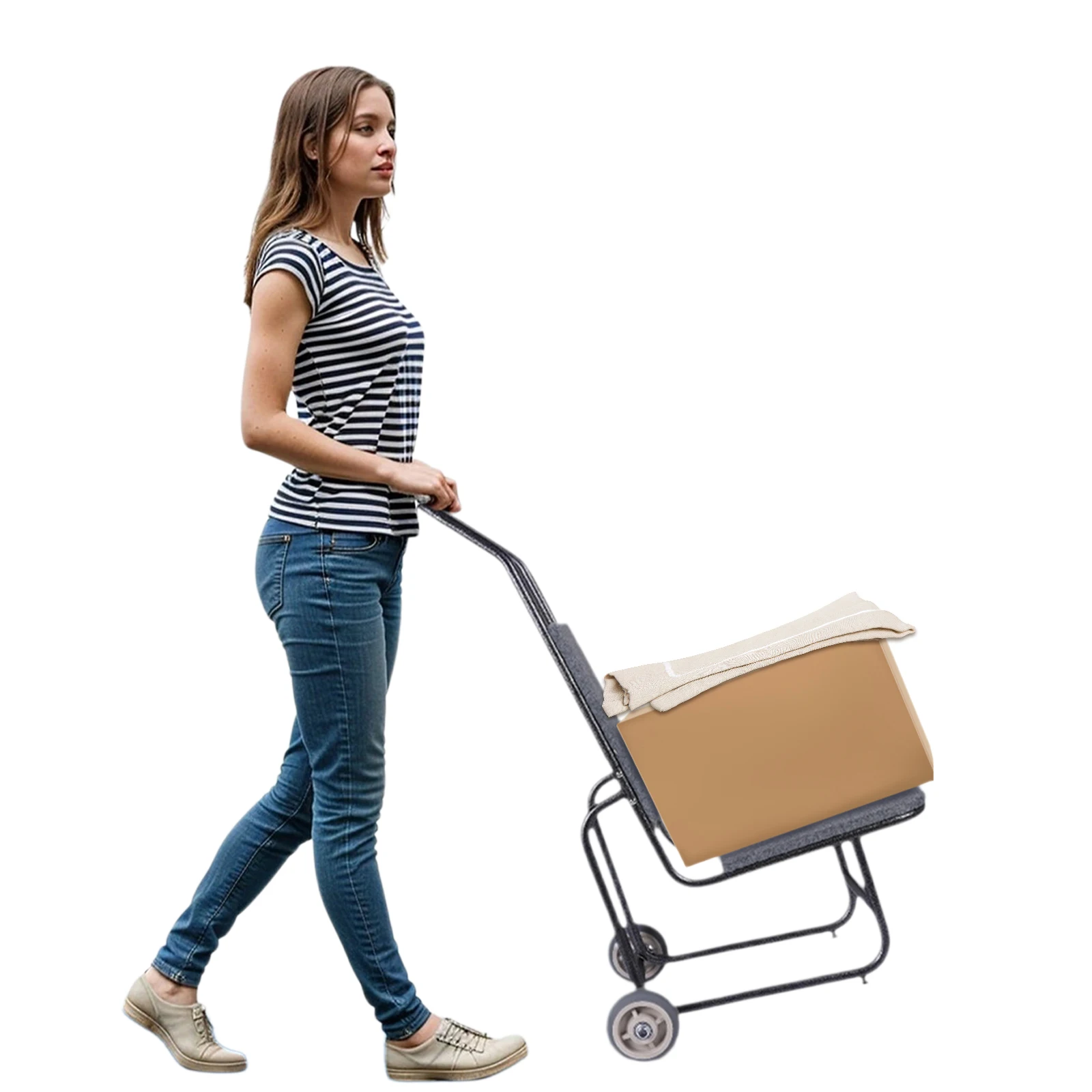 Metal Pull Cart Reinforced Thickened Chair Transport Vehicle Wear Resist Chairs Transporter Party Event Activities Trolley