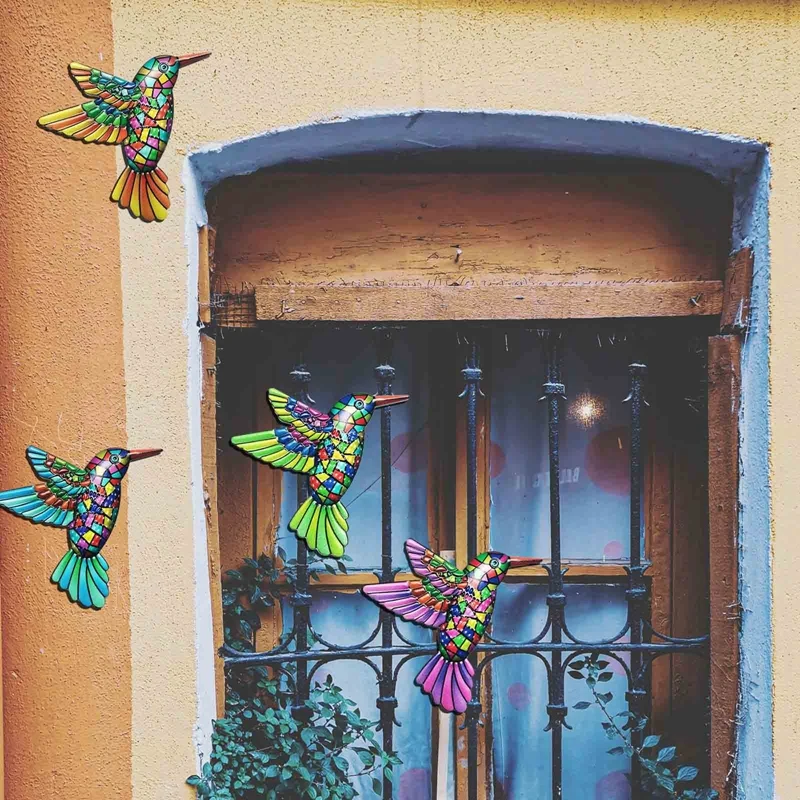 Iron Art Hummingbird Hardware Handicraft Pendant Metal Wall Art Decor Garden Decoration Home Decor Wall Art Hang Fence Farmhouse