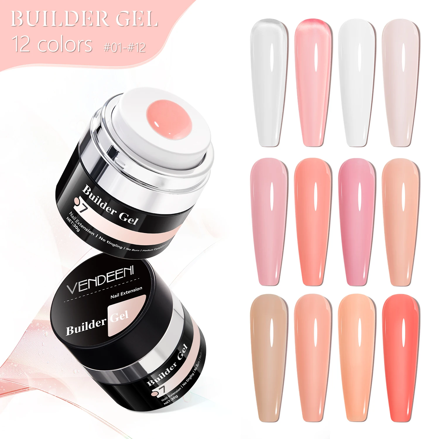 Vendeeni TPO HEMA Free Long Lasting New Formula No Burn Builder Nail Custom Color Extension Polying Gel Builder Acrylic Gel Poly
