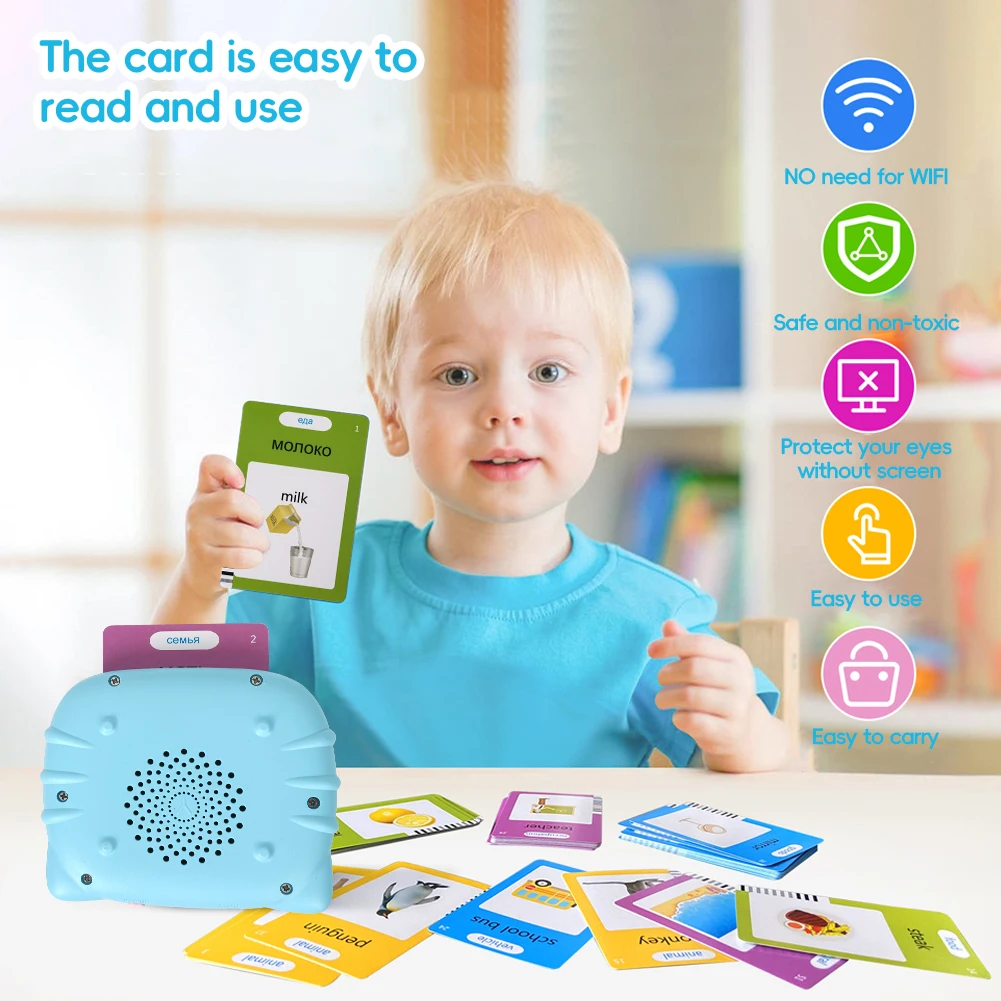 Learning Machine for Kid Talking Flash Cards Kindergarten Kids Language Electronic Audio Book Learn German Russian Spanish Thai