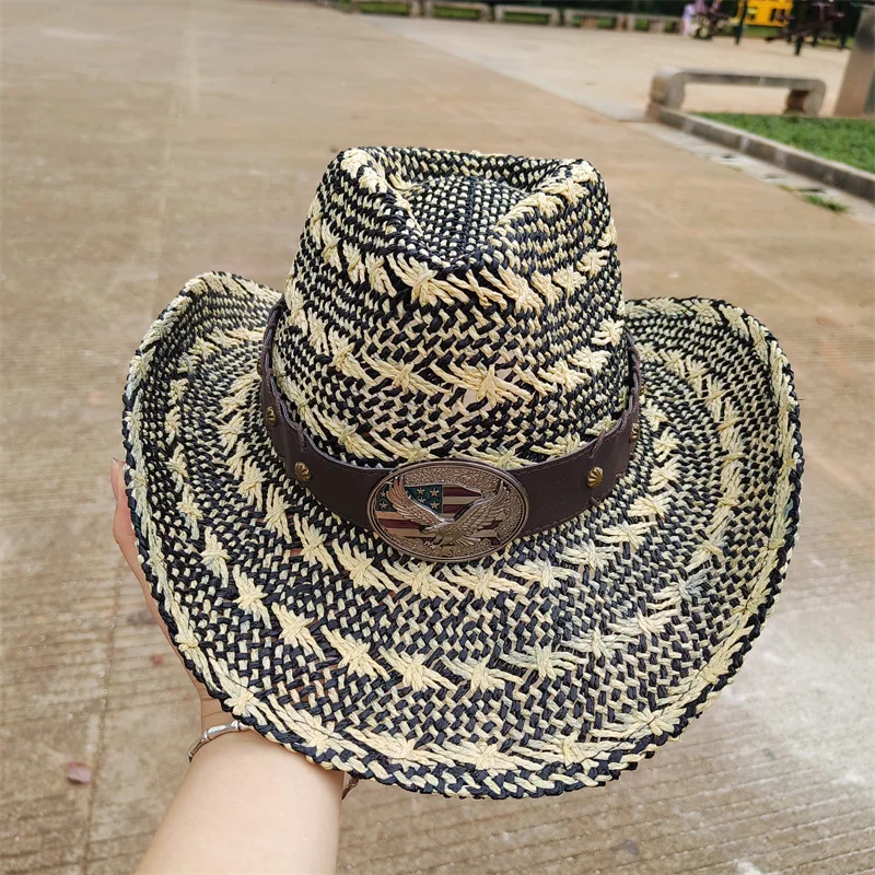 Western Straw Cowboy hat straw hat solid summer sombrero vaquero Sunshade Jazz Hat Panama sun hat sombrero vaquero hombre chapea