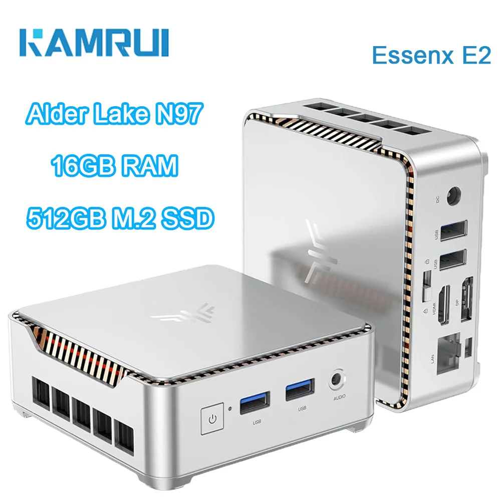 KAMRUI Mini PC Intel Alder Lake N97 Windows11Pro DDR4 16GB RAM 2666 MHz 512GB M.2 SSD WiFi5 BT4.2 Mini ordinateur de bureau portable