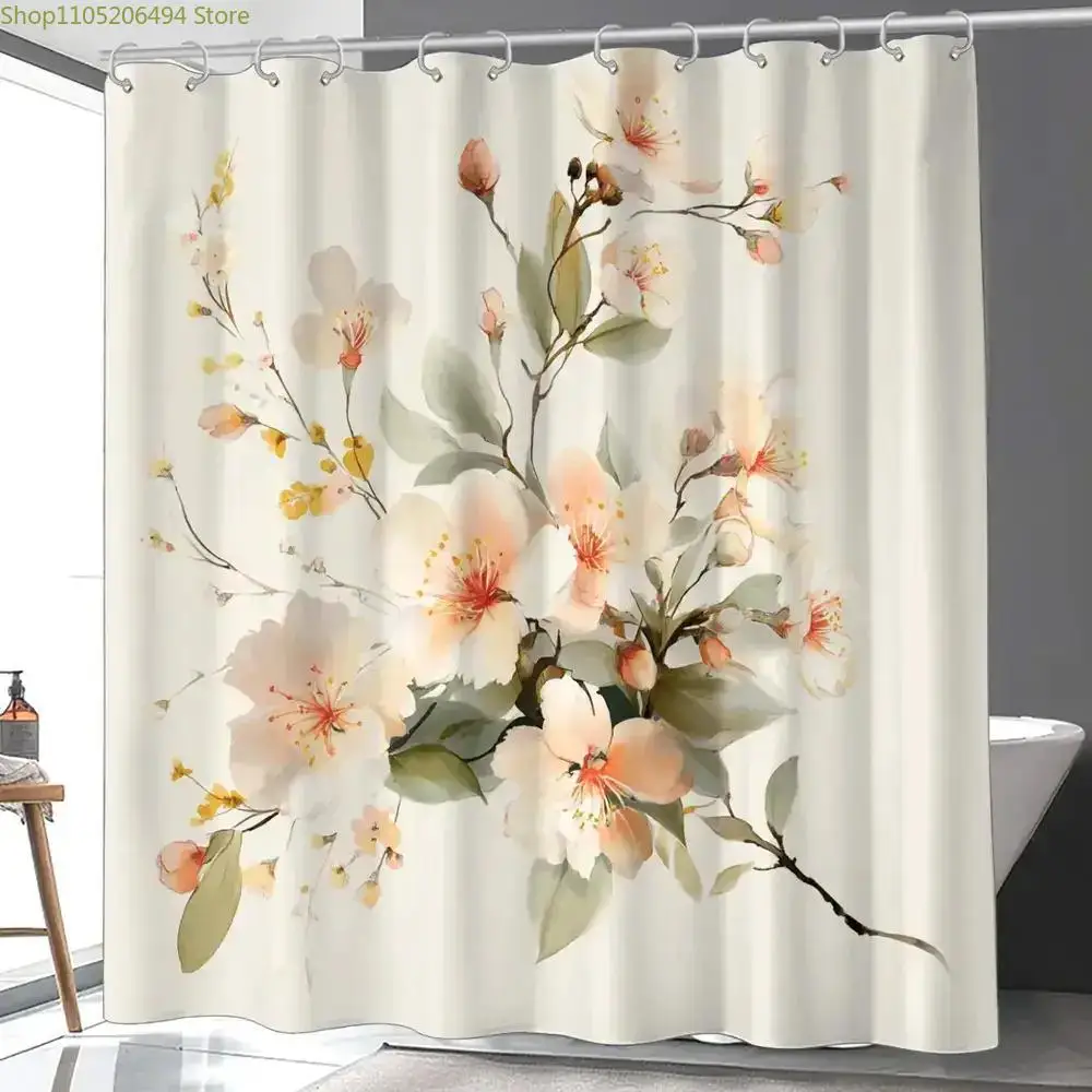 

Занавеска для душа с изображением весенних цветов, идеально подходящая для Весеннего фестиваля. В комплекте 12 крючков.