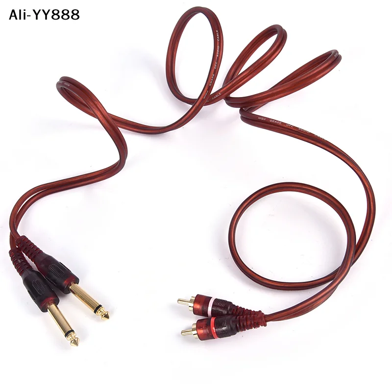 【Yy8】New Arrival 1pc 1.5M Cable, Dual RCA Male to Dual 6.35mm 1/4 inch Male Mixer Audio Cable