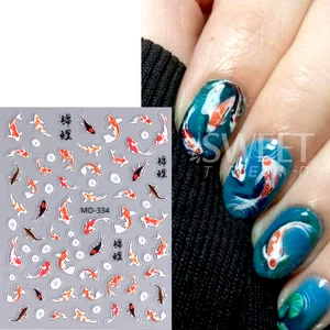 Nagelaufkleber, Nagelkunstaufkleber, Karpfen, Sommer, Goldfisch, Ozean, Strand, Meerjungfrau, Meer, Lotus, chinesischer Stil, Aufkleber, Aufkleber, Aufkleber, DIY, 5d 7 Hauptverkaufsaufkleber Karpfen Koi - №4