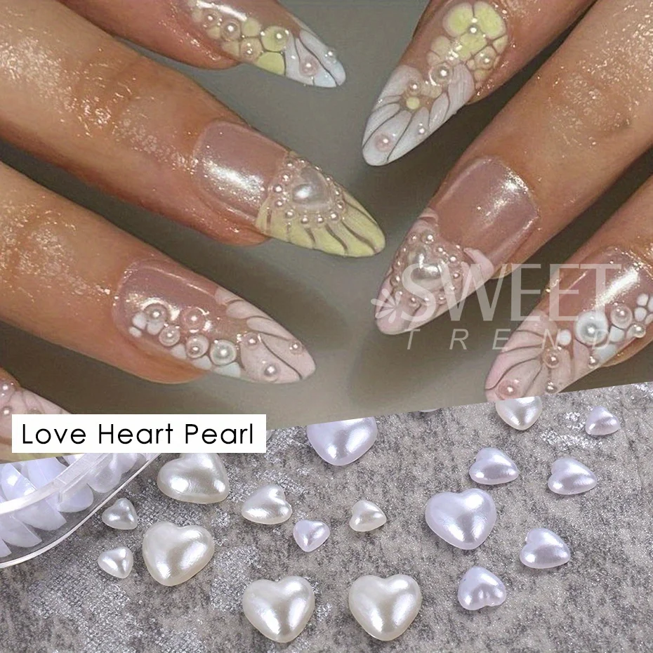 6 Siatki Brzoskwiniowe Serce Perłowe Charms Biżuteria Naturalne Białe Koraliki Flatback Craft Decor Letnie Eleganckie Akcesoria Ślubne Ozdoba
