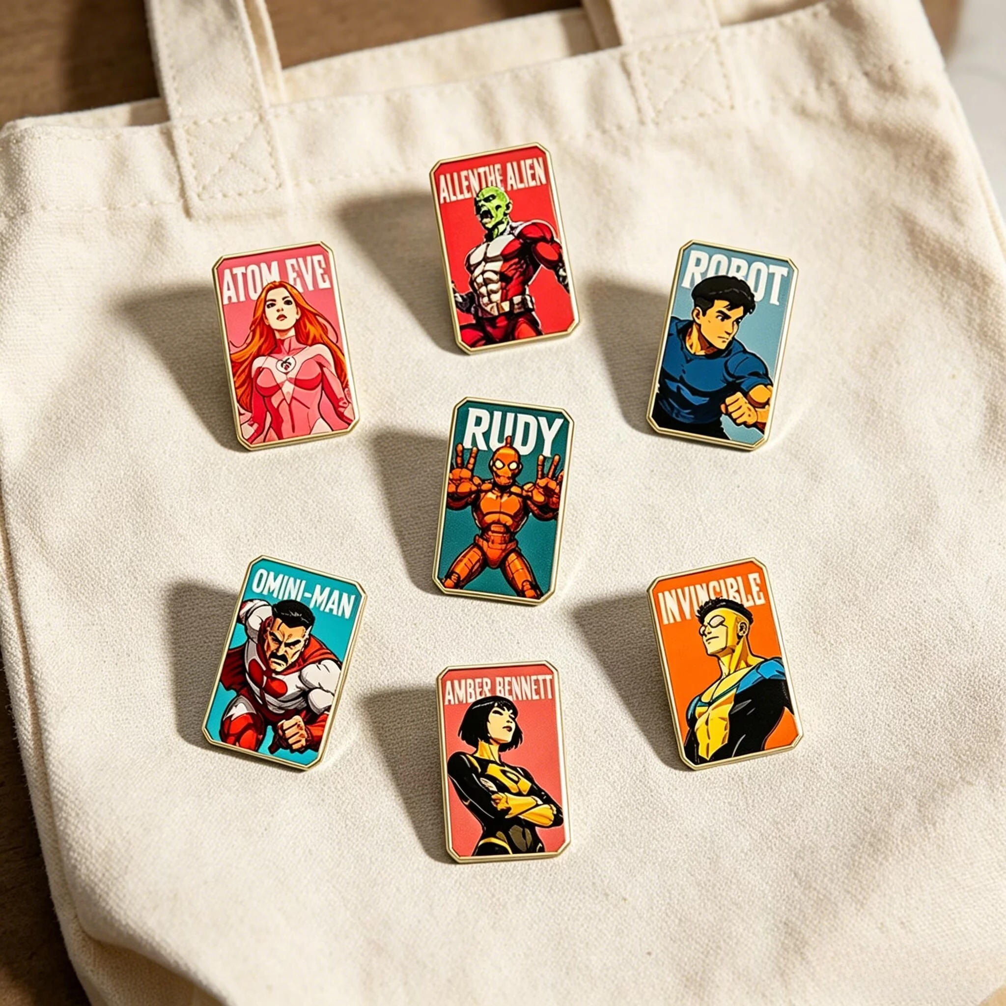 7pcs American animation Anime Enamel Pin Set  Metal Lapel Pins Cute Cartoon Brooch Backpack Hat Decorative Badge Gift for Fans