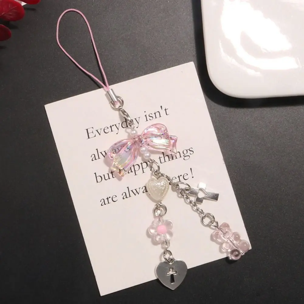 

Telephone Jewelry Bow Y2K Phone Chain Phone Charm Lanyard Mobile Phone Strap Beaded Sweet Girl Mobile Lanyard Jewelry Gift